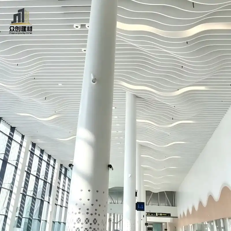 Wave Aluminum Baffle Ceiling for Airports | Wind Resistant Wavy Linear Airport Ceiling